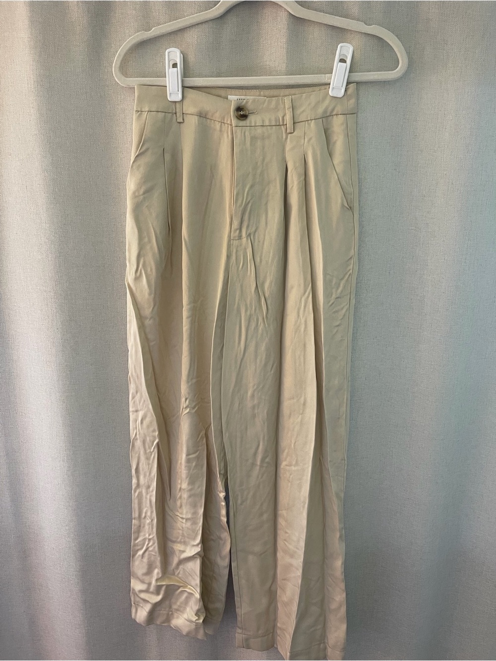 12th Tribe Cream Pleated Wide-Leg Pants